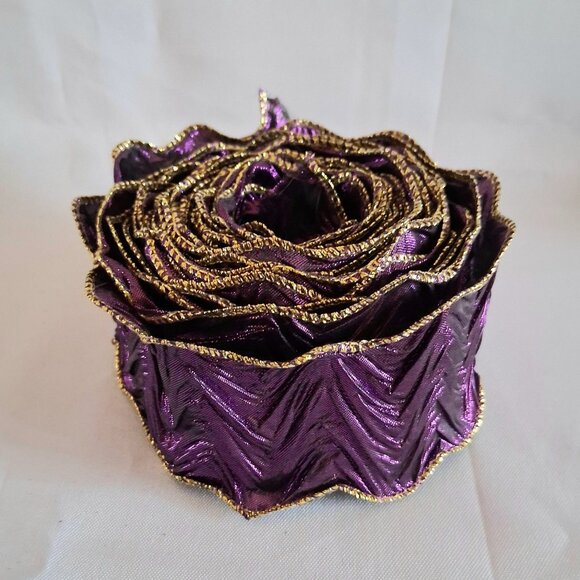 Lot of 3 Vintage Purple And Gold Ribbon Rolls - Picture 2 of 10